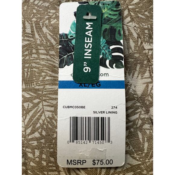 Cubavera Shorts Mens XLarge Beige Linen Blend Flat Front Tropical Leaf Print NWT - Picture 10 of 11